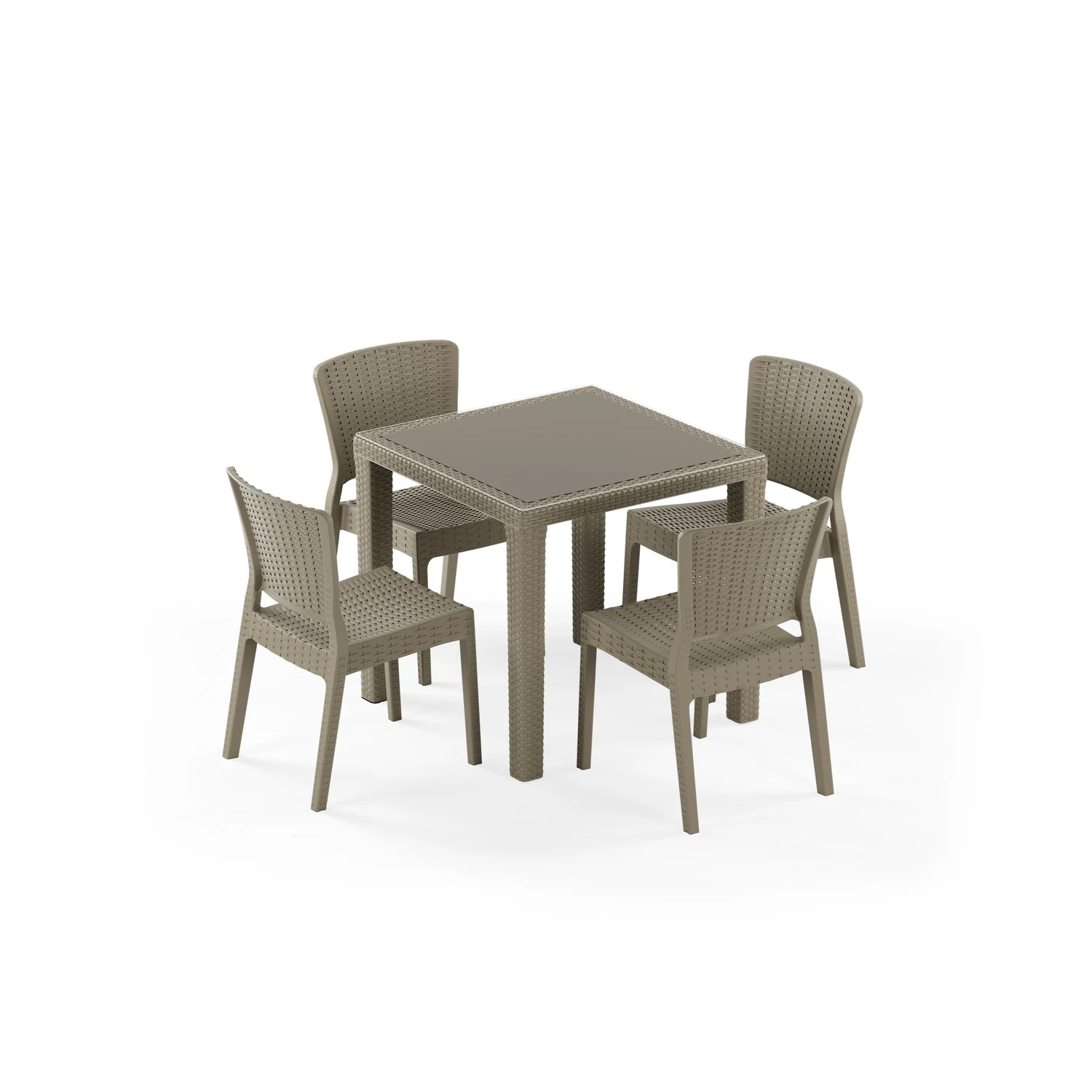 Antares Camlı 80x80 & Antares Sandalye | 4 Kişilik