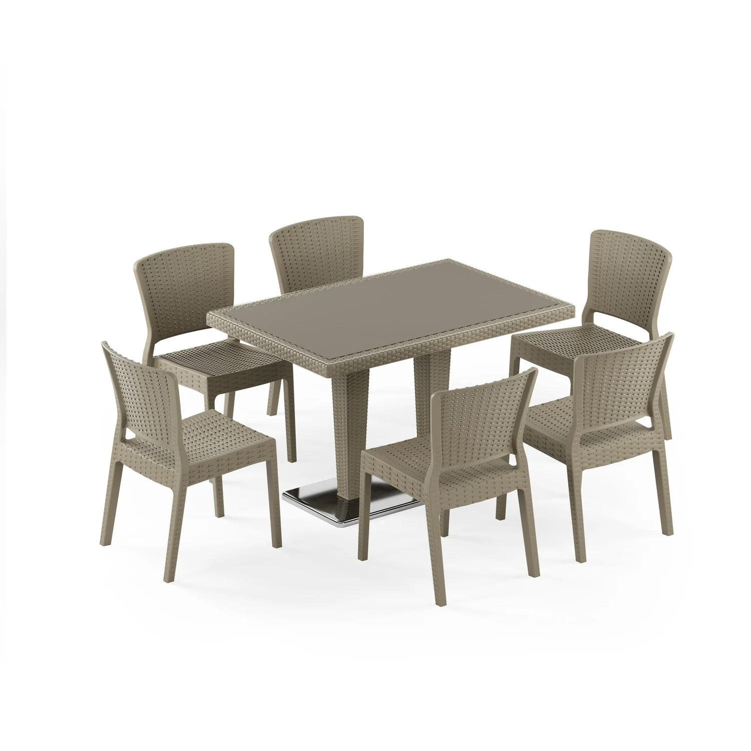 Antares Krom Ayak Camlı 80x120 & Antares Sandalye | 6 Kişilik
