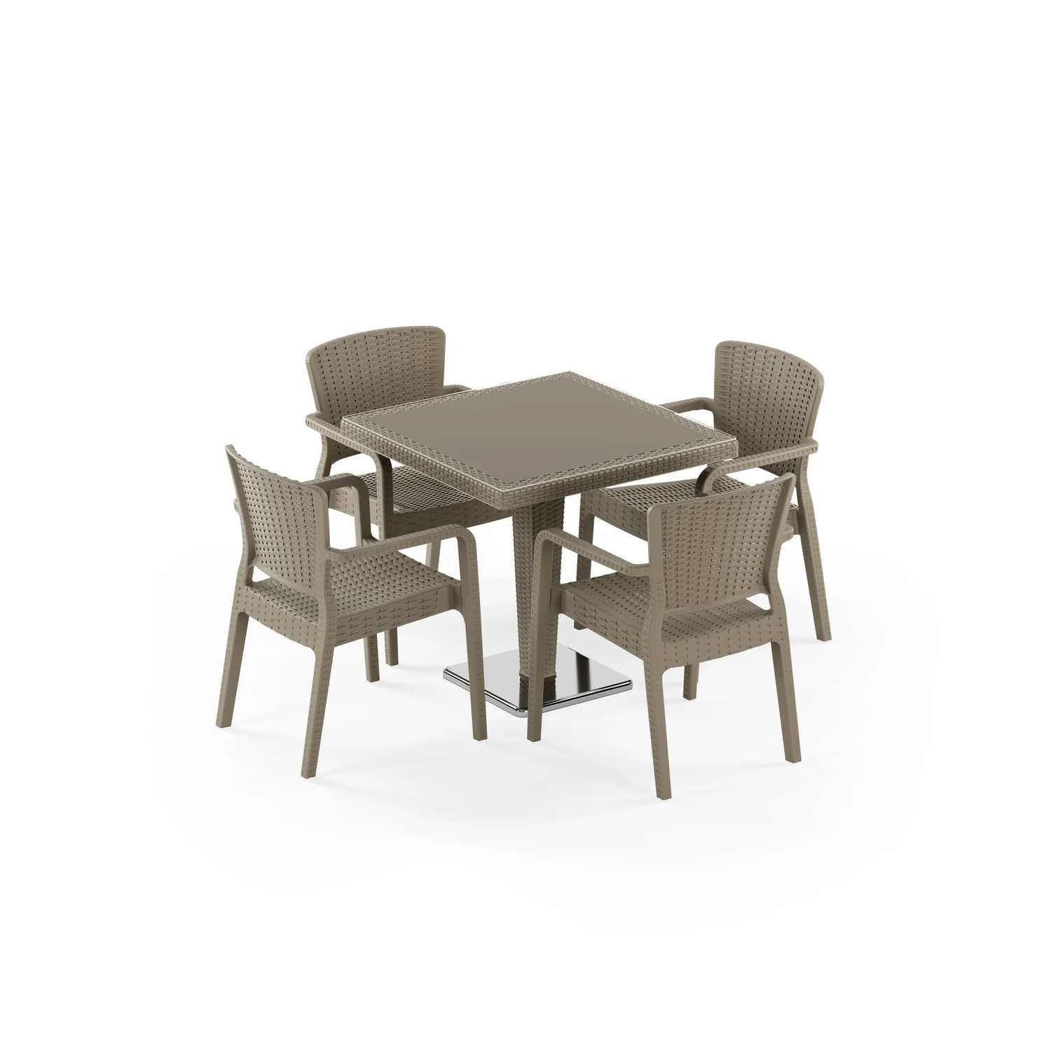 Antares Krom Ayak Camlı 80x80 & Antares Koltuk | 4 Kişilik