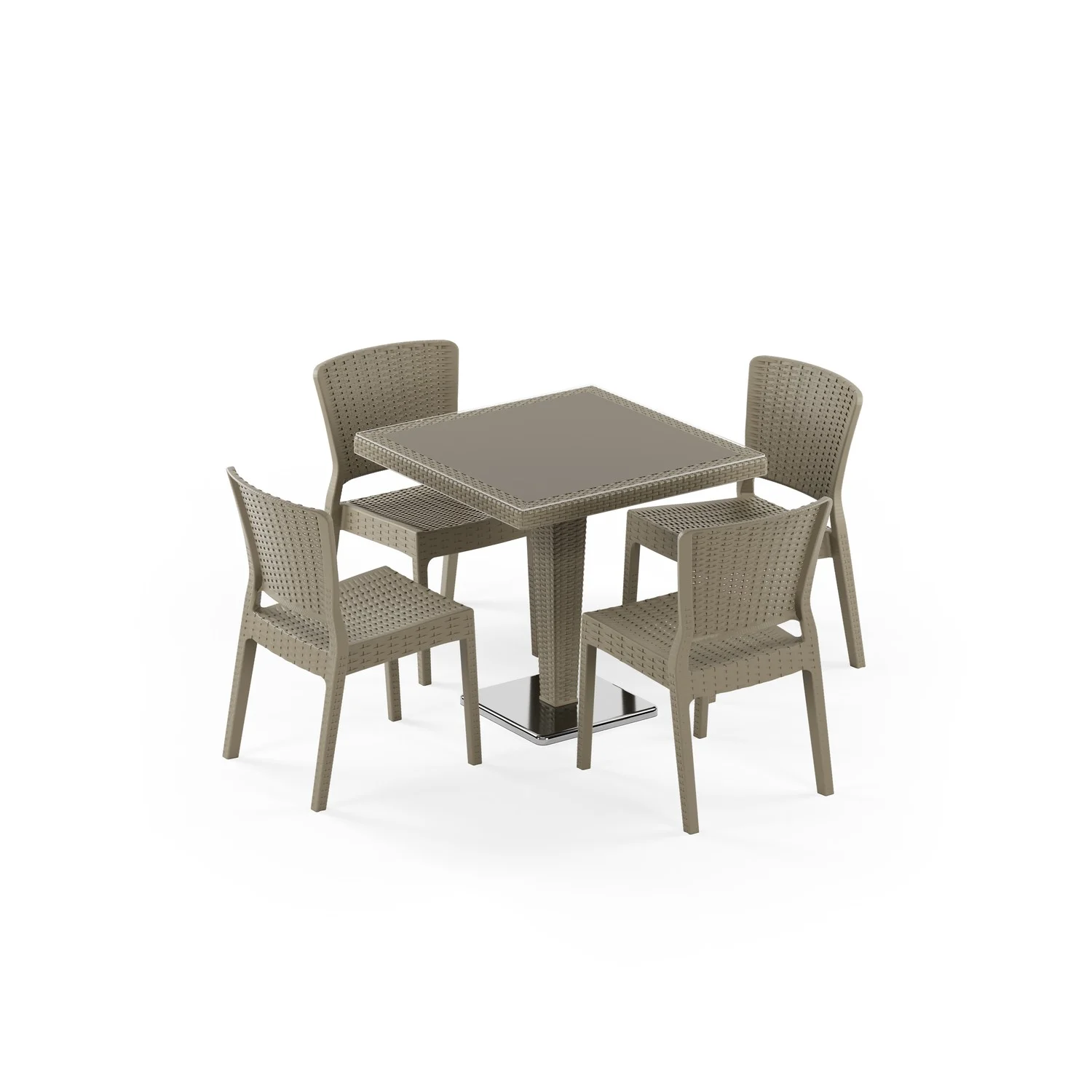 Antares Krom Ayak Camlı 80x80 & Antares Sandalye | 4 Kişilik