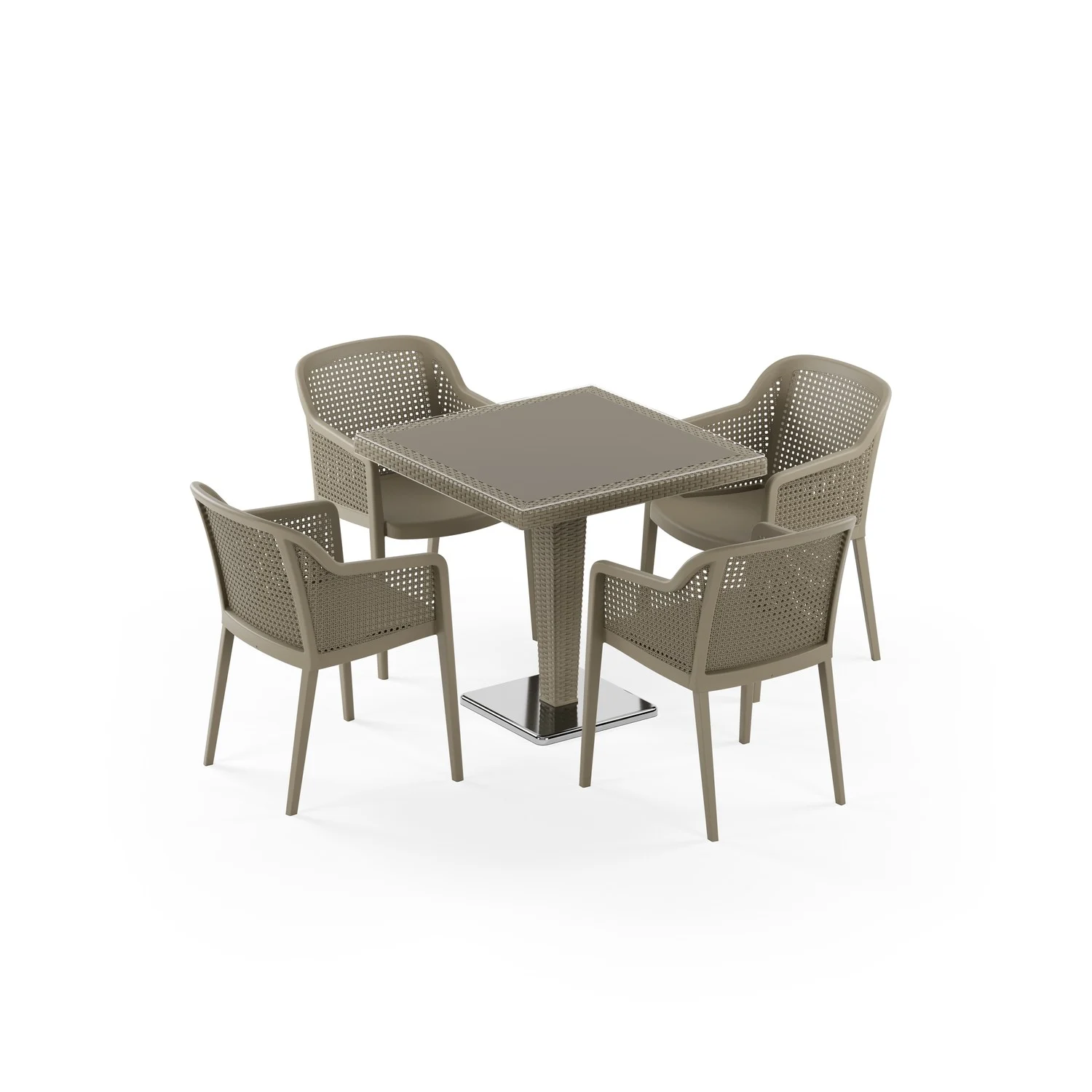 Antares Krom Ayak Camlı 80x80 & Octa Koltuk | 4 Kişilik