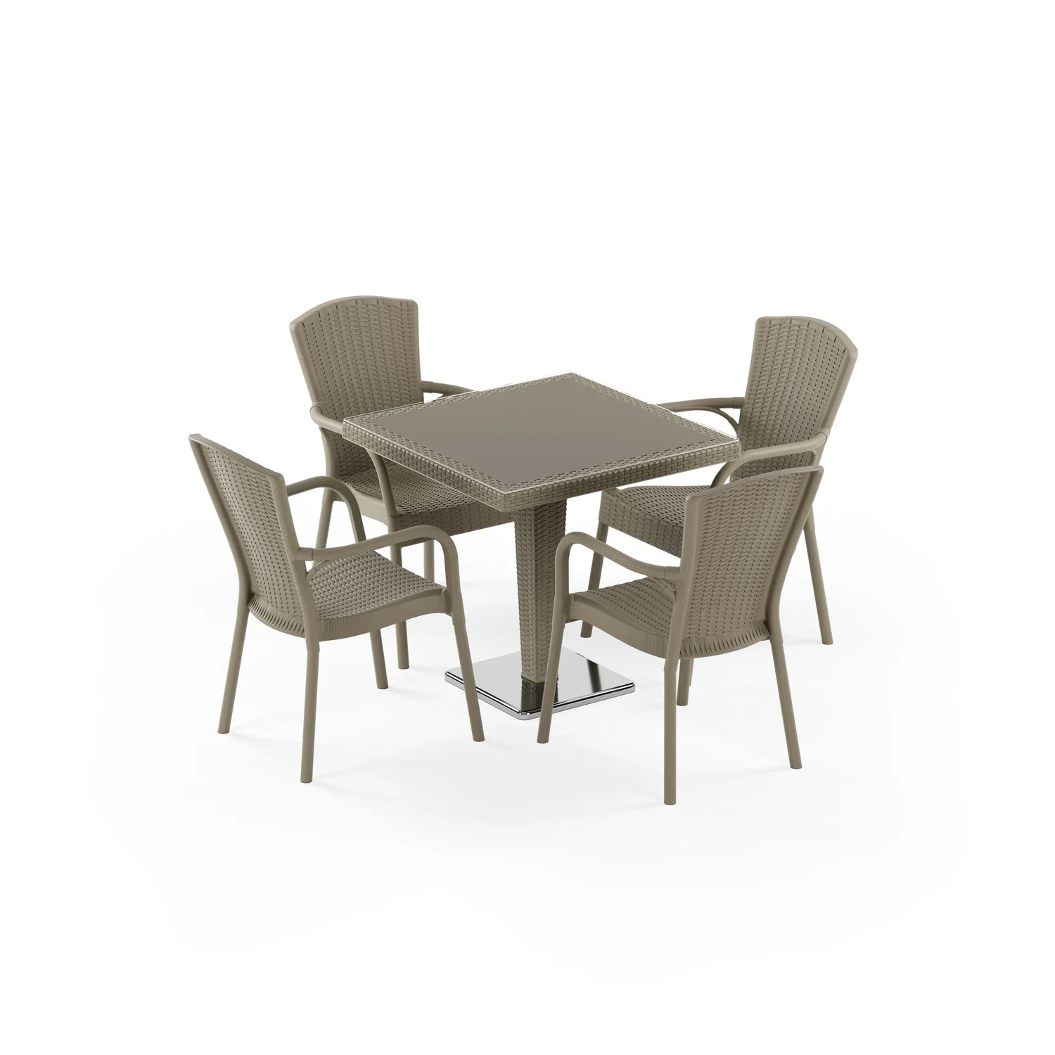 Antares Krom Ayak Camlı 80x80 & Royal Koltuk | 4 Kişilik